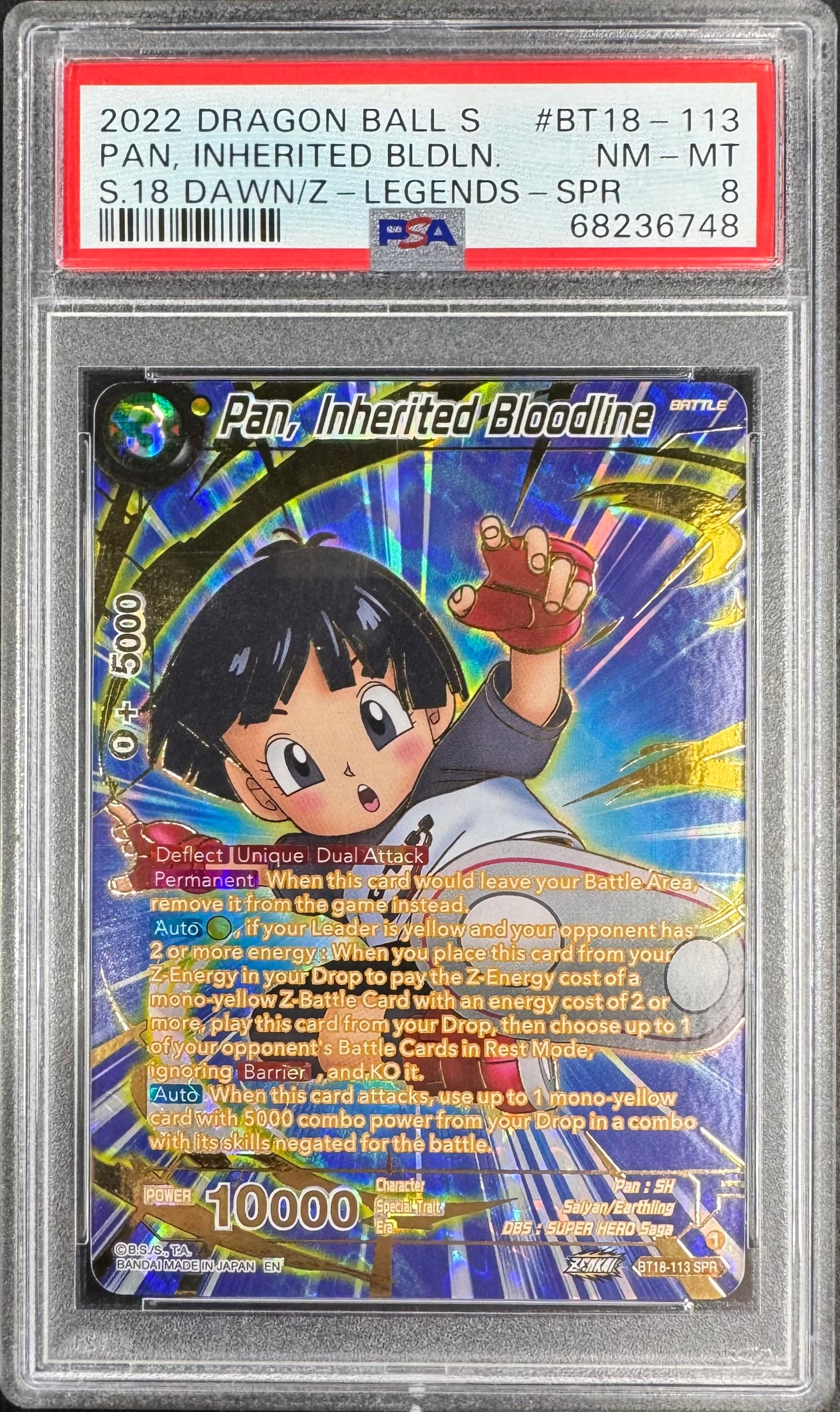 2022 DBS Pan, Inherited Bloodline BT18-113 SPR [Dawn of Z Legends] PSA 8