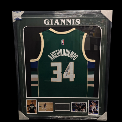 Giannis Antetokounmpo Signed Milwaukee Bucks Jersey Framed [Beckett Certified]