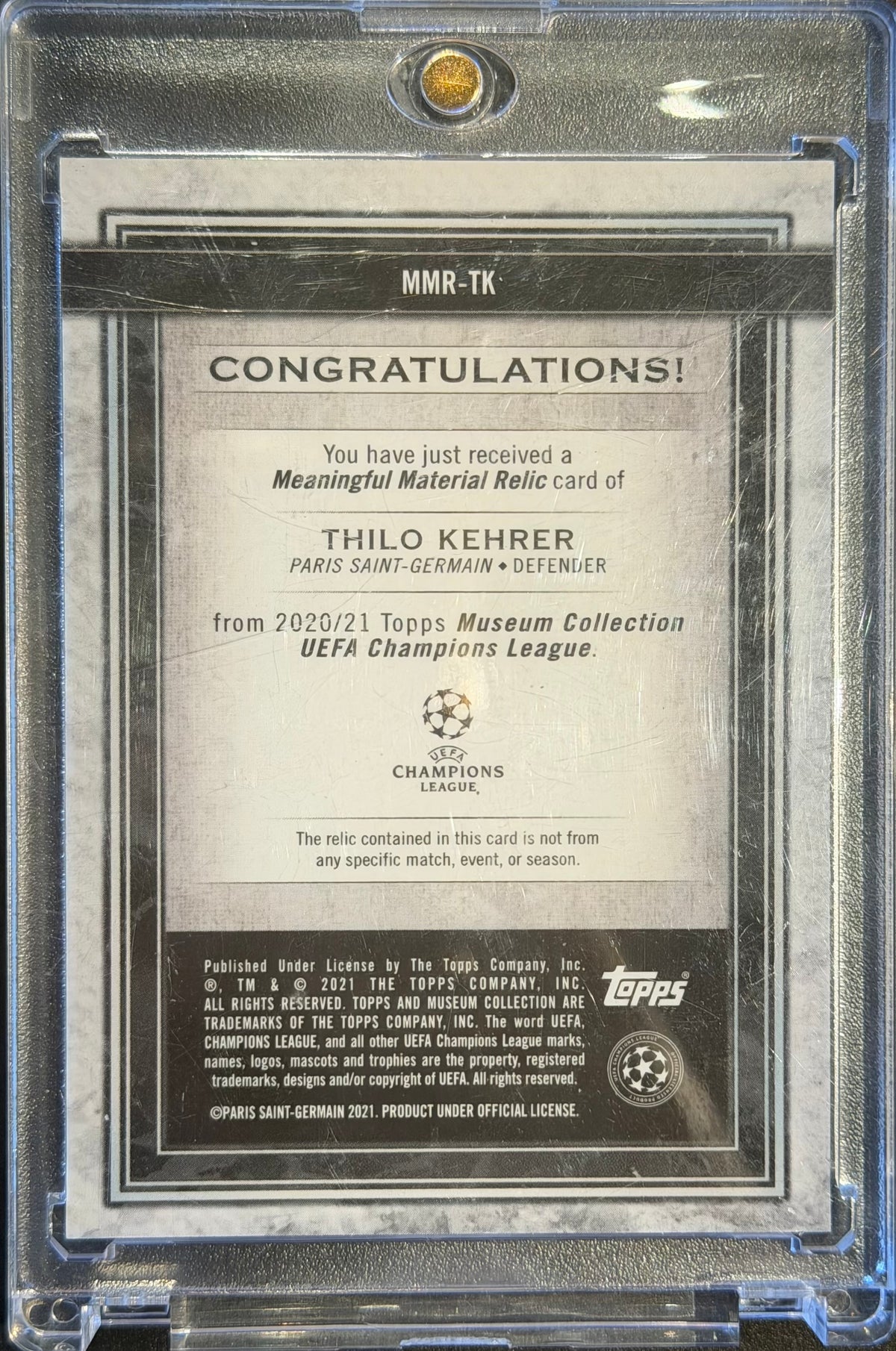2020/21 Topps Museum Collection UCL Thilo Kehrer Jersey /150 PSG