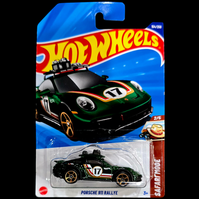 Hot Wheels Porsche 911 Rallye Green Case Long Card