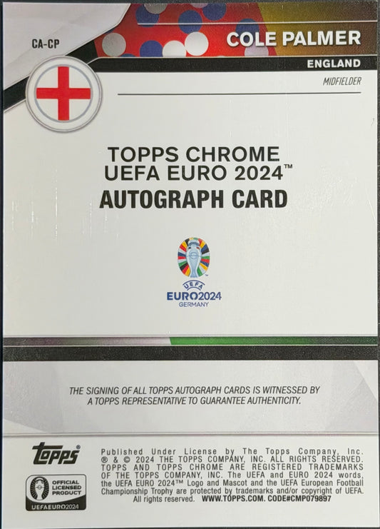 Cole Palmer Refractor Auto #CA-CP National Debut England 2024 Topps Chrome UEFA