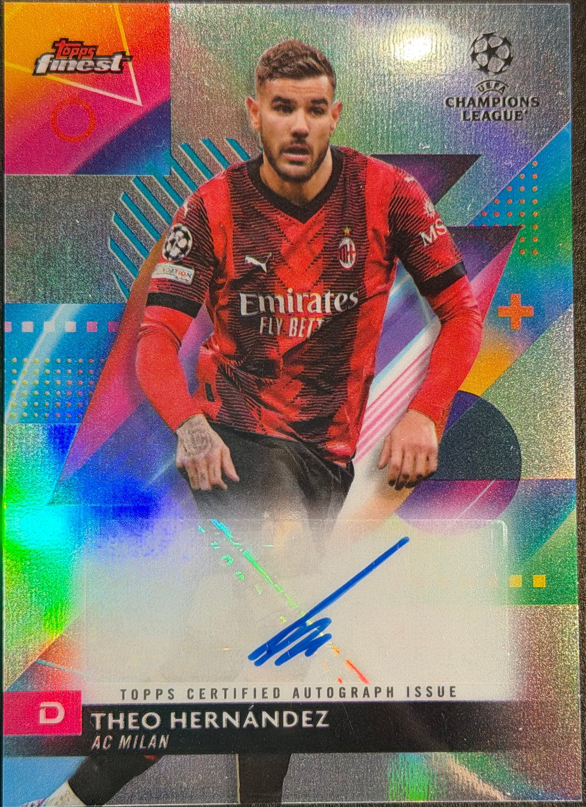2023-24 Topps Finest UEFA UCL Theo Hernandez Variation Refractor AUTOGRAPH