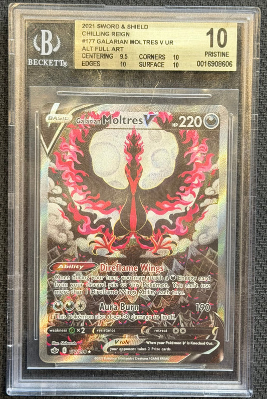 BGS 10 Galarian Moltres V 177/198 Chilling Reign Alternate Alt Art Pokemon PSA