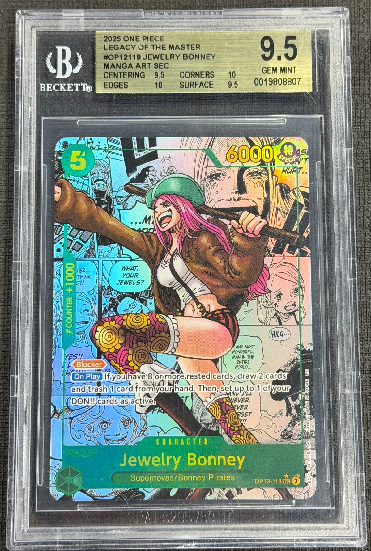 2025 One Piece Jewelry Bonney OP12-118 Manga Art SEC Beckett 9.5