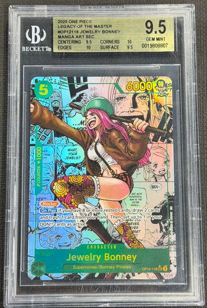 2025 One Piece Jewelry Bonney OP12-118 Manga Art SEC Beckett 9.5