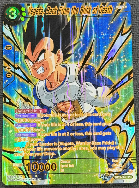 Vegeta, Back From The Brink Of Death SPR Special Rare BT29-065