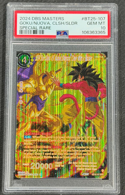 2024 DBS SS4 Son Goku VS Nuova Shenron, Clash With A Soldier Special Rare BT25-107 SPR PSA 10