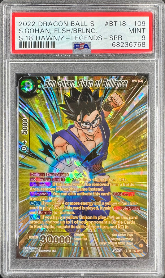 2022 DBS Son Gohan, Flash Of Brilliance BT18-109 SPR [Dawn Of Z Legends] PSA 9
