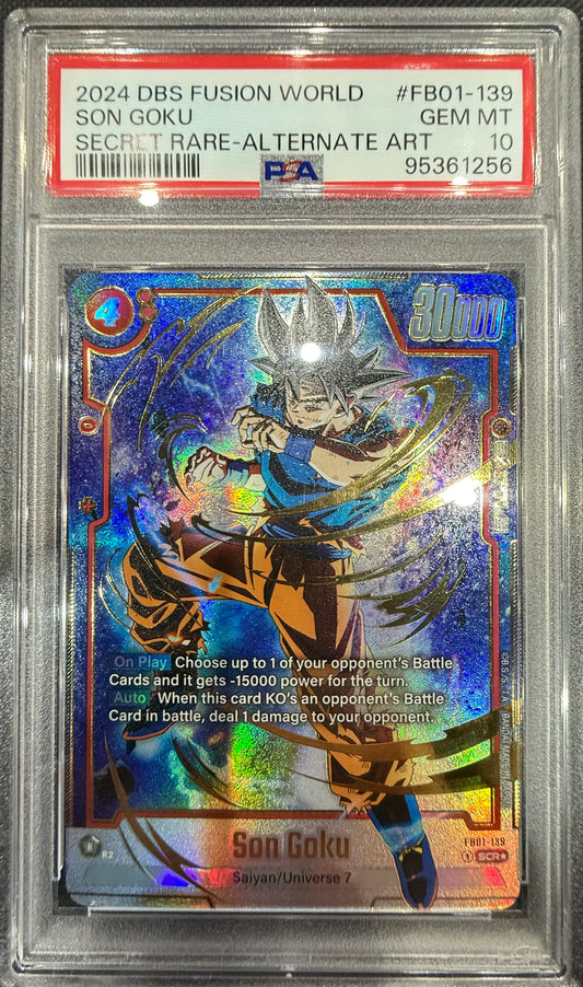 2024 Dragon Ball Fusion World English Son Goku Secret Alt Art FB01-139  PSA 10