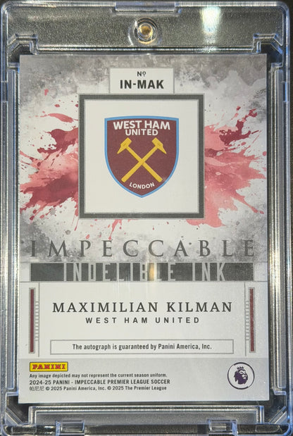 Maximilian Kilman Panini Impeccable Auto /99 West Ham United Indelible Ink 2024