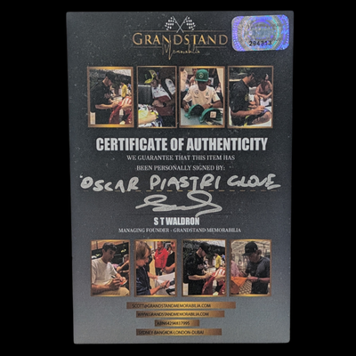 Oscar Piastri Signed Replica Racing Glove [Grandstand Memorabilia Certified]