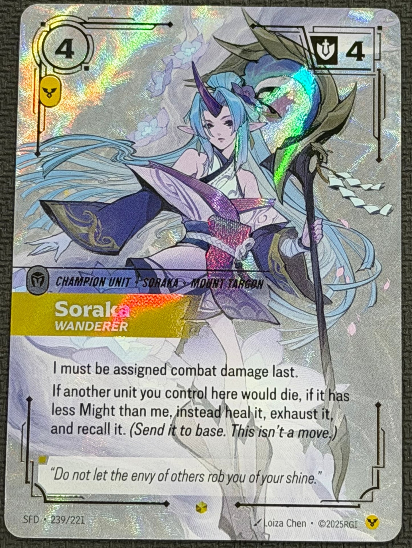 Soraka Wanderer Overnumbered 239/221 - Riftbound Spiritforged TCG English