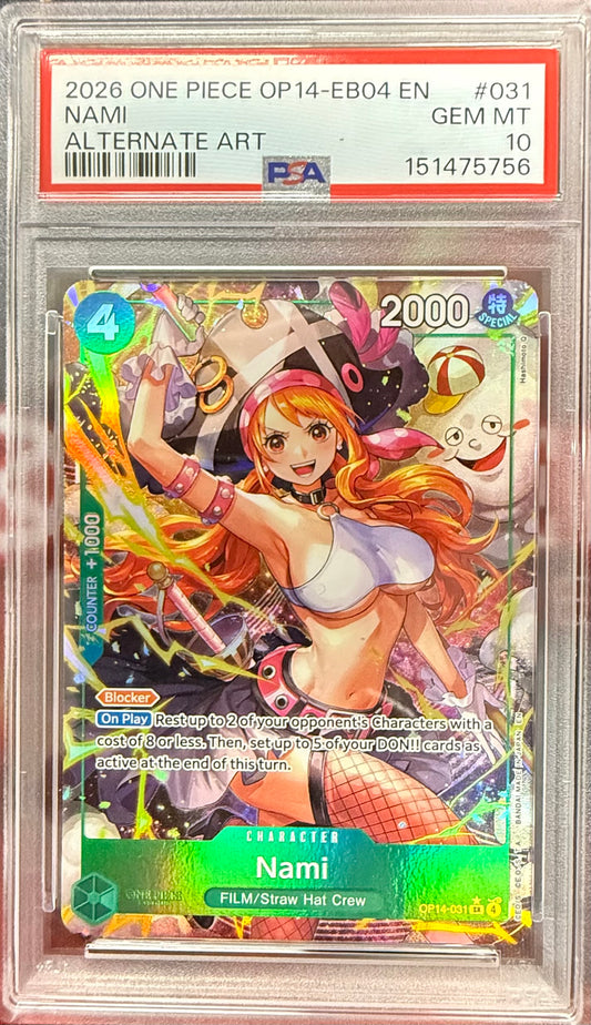 Nami (Alternate Art) OP14-031 The Azure Sea's Seven Foil PSA 10