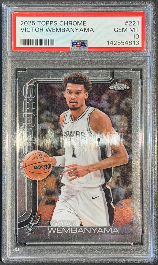 Victor Wembanyama #221 2025 Topps Chrome PSA 10