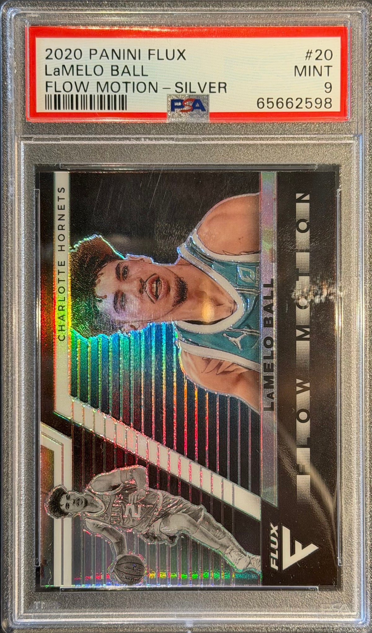 PSA 9 Lamelo Ball 2020 panini Flux Flow motion Silver