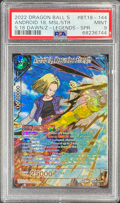 2022 DBS Android 18, Measureless Strength BT18-144 [Dawn Of Z Legends] PSA 9