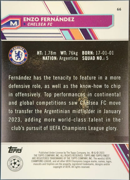 Enzo Fernandez 2022-23 Topps FinestChelsea Green Lava refractor rookie RC 15/99