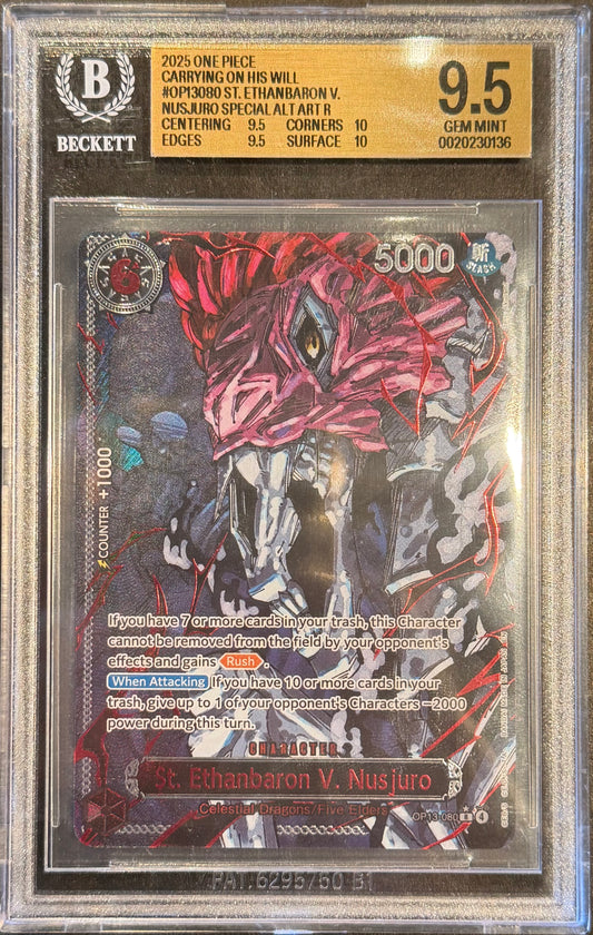St. Ethanbaron V. Nusjuro op13-080 BGS 9.5 (Alt Art Red Text) OP-13 Carrying on His Will