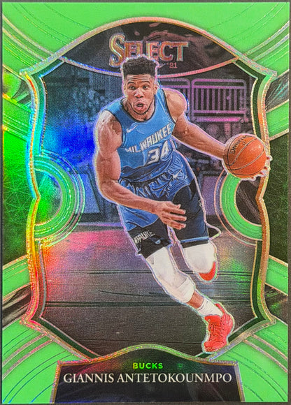 Giannis Antetokounmpo #54 Neon Green 49/75 2020-21 Panini Select - Concourse