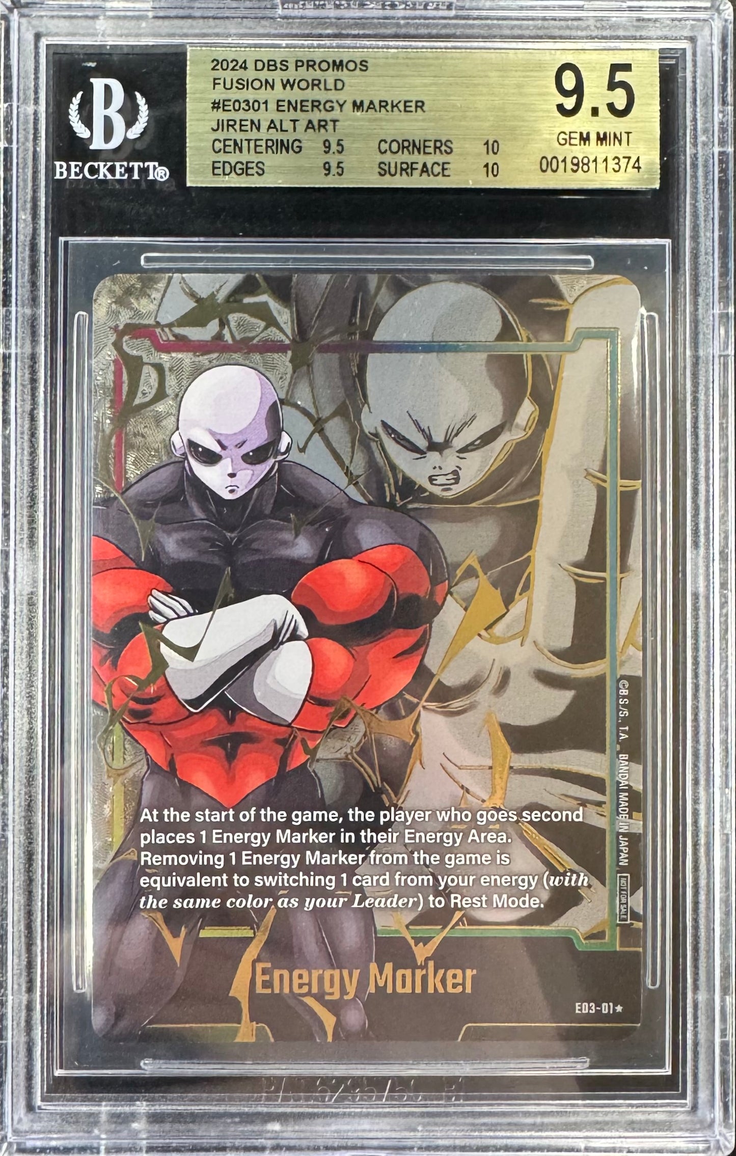 2024 DBS Fusion World Energy Marker Jiren Alt Art E03-01 [DBS Promos] Beckett 9.5