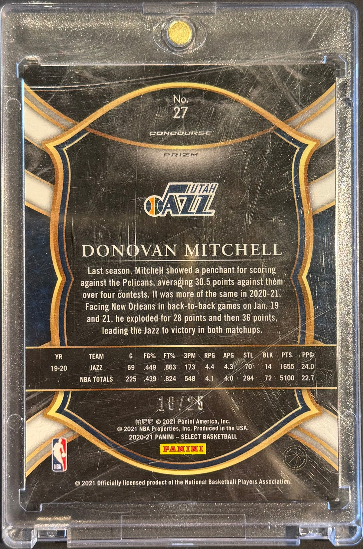 Donovan Mitchell #27 tie-dye 18/25 2020-21 Panini Select - Concourse