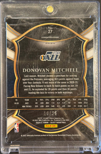Donovan Mitchell #27 tie-dye 18/25 2020-21 Panini Select - Concourse