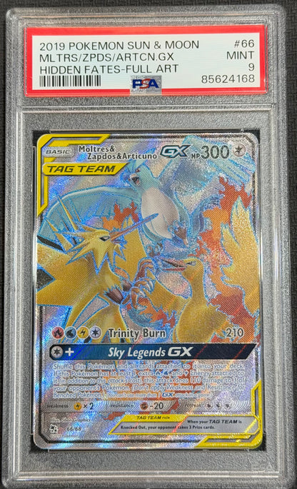 Moltres & Zapdos & Articuno Gx 66/68 Full Art PSA 9 Hidden Fates