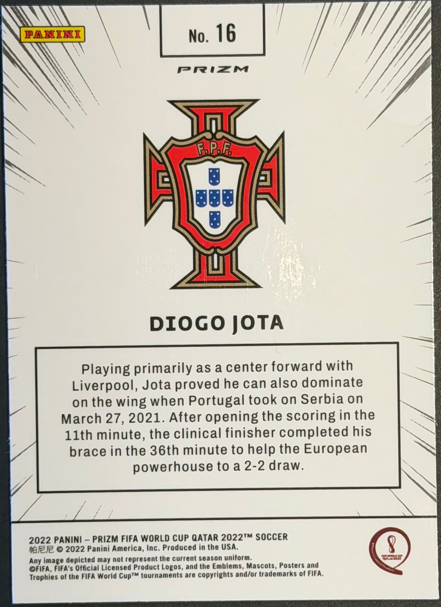 Diogo Jota Manga Case hit FIFA World Cup Qatar 2022 Prizm