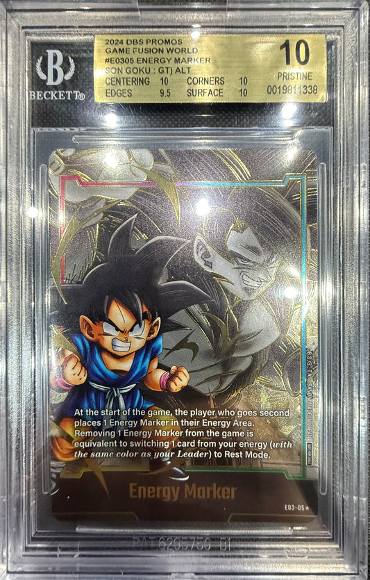 2024 DBS Promos Fusion World E03-05 Energy Marker Son Goku GT ALT ART Beckett 10