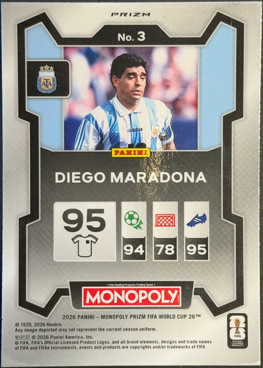 2026 Prizm Monopoly FIFA World Cup #3 Diego Maradona – Argentina, Pink Stars