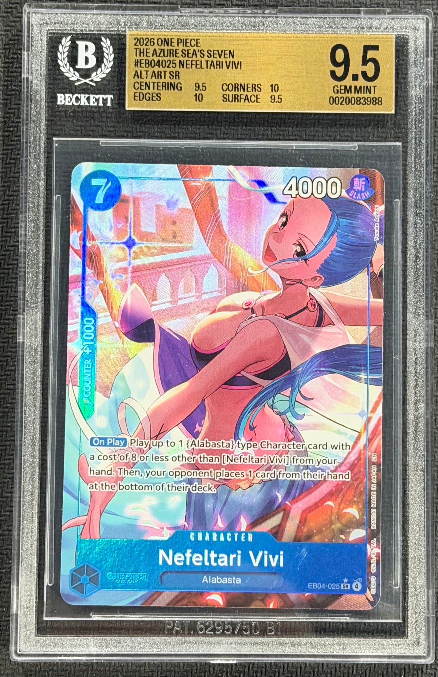 2026 One Piece Nefeltari Vivi EB04-025 Alternate Art SR Beckett 9.5