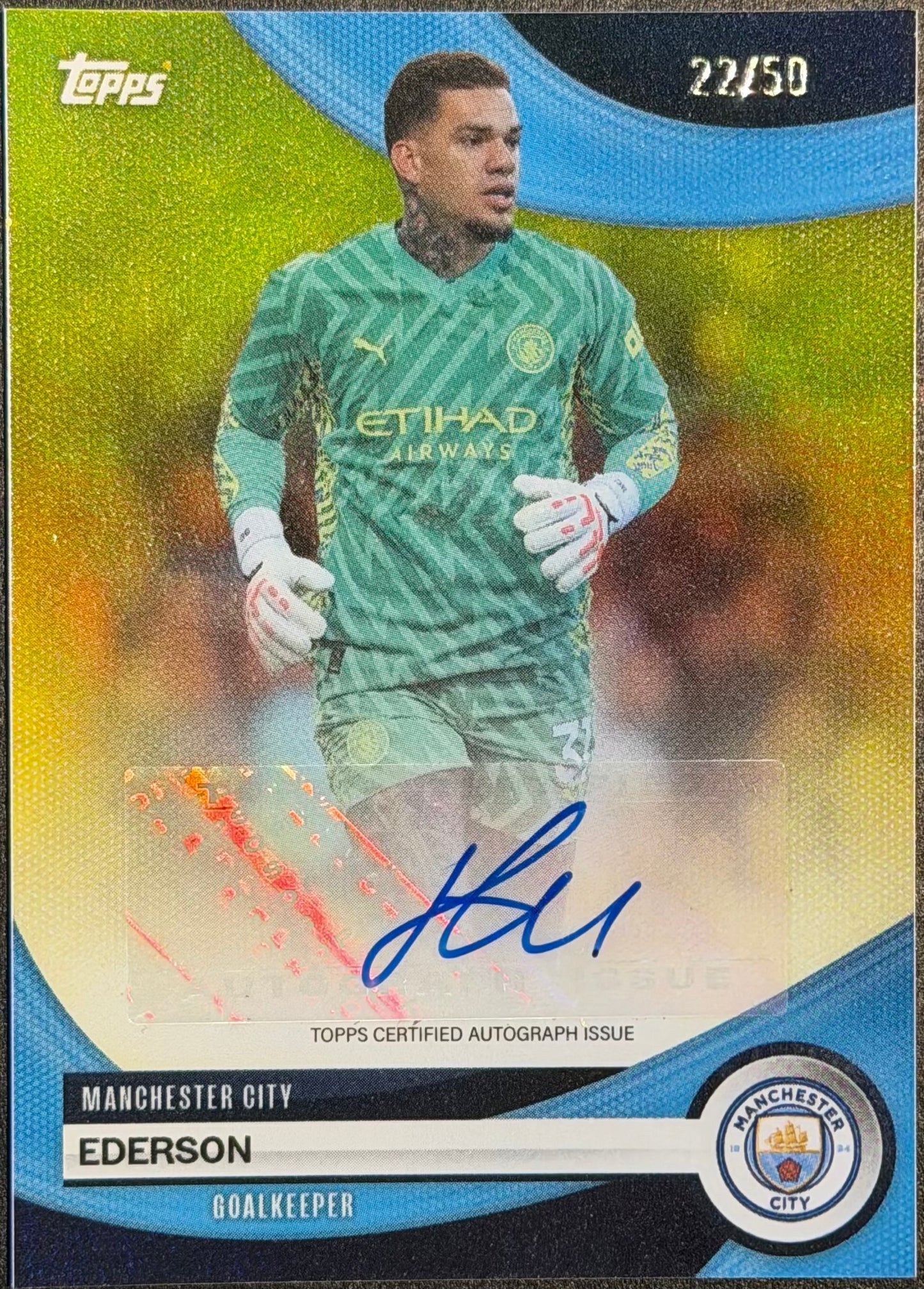 Ederson 22/50 Gold Autograph Manchester City Team set 23/24