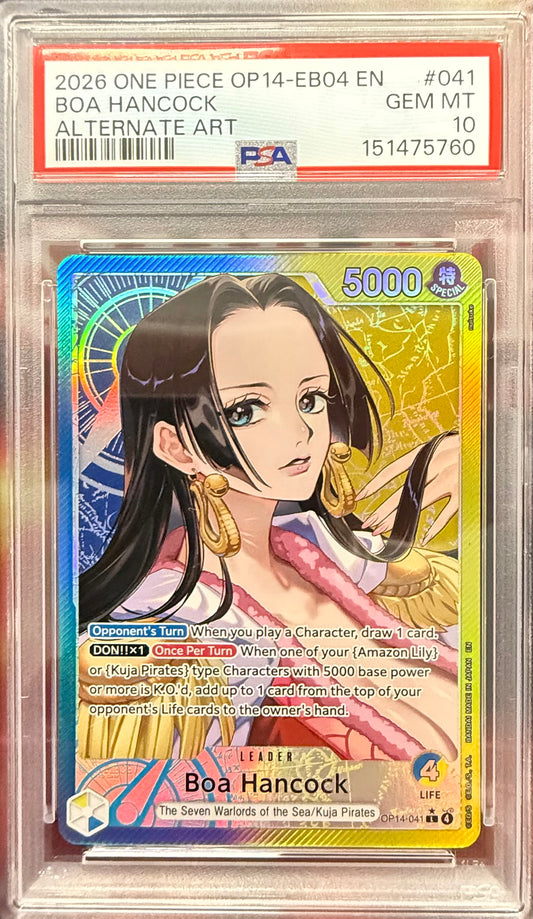 One Piece Boa Hancock OP14-041 Alternate Art Foil Leader EN PSA 10