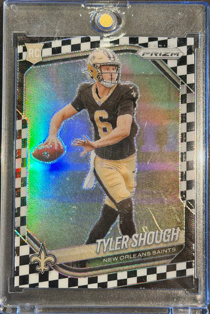 Panini 2025 Prizm Tyler Shough Saints RC #327 Black & White Checker Prizm