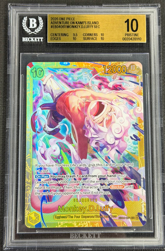 2026 One Piece Monkey.D.Luffy EB04-061 Secret Rare SEC Beckett 10