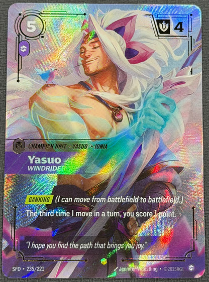 Yasuo Windrider Overnumbered 235/221 Riftbound Spiritforged TCG English