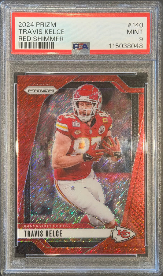 Travis Kelce 10/35 Red Shimmer PSA 9 2024 Prizm