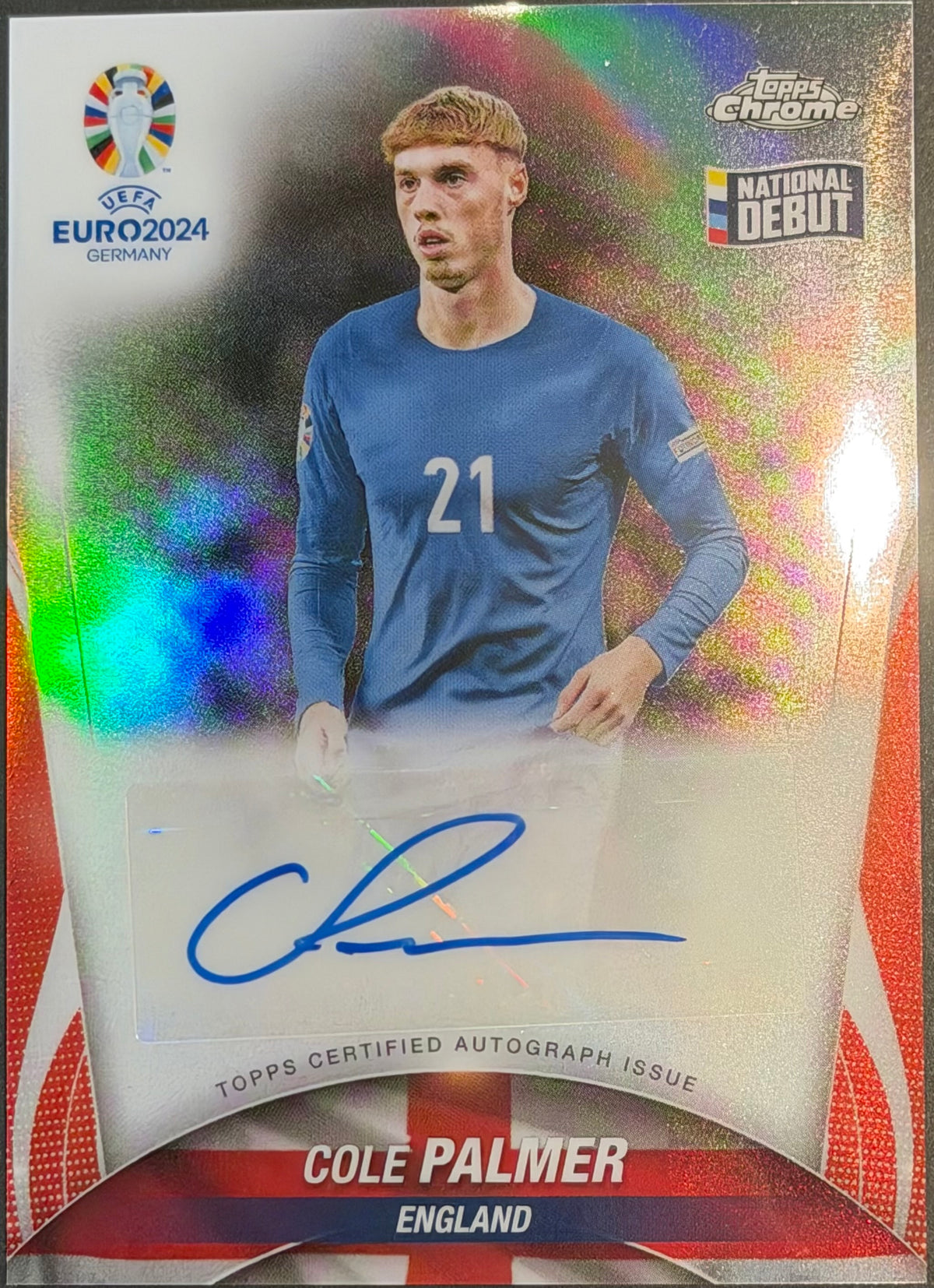 Cole Palmer Refractor Auto #CA-CP National Debut England 2024 Topps Chrome UEFA