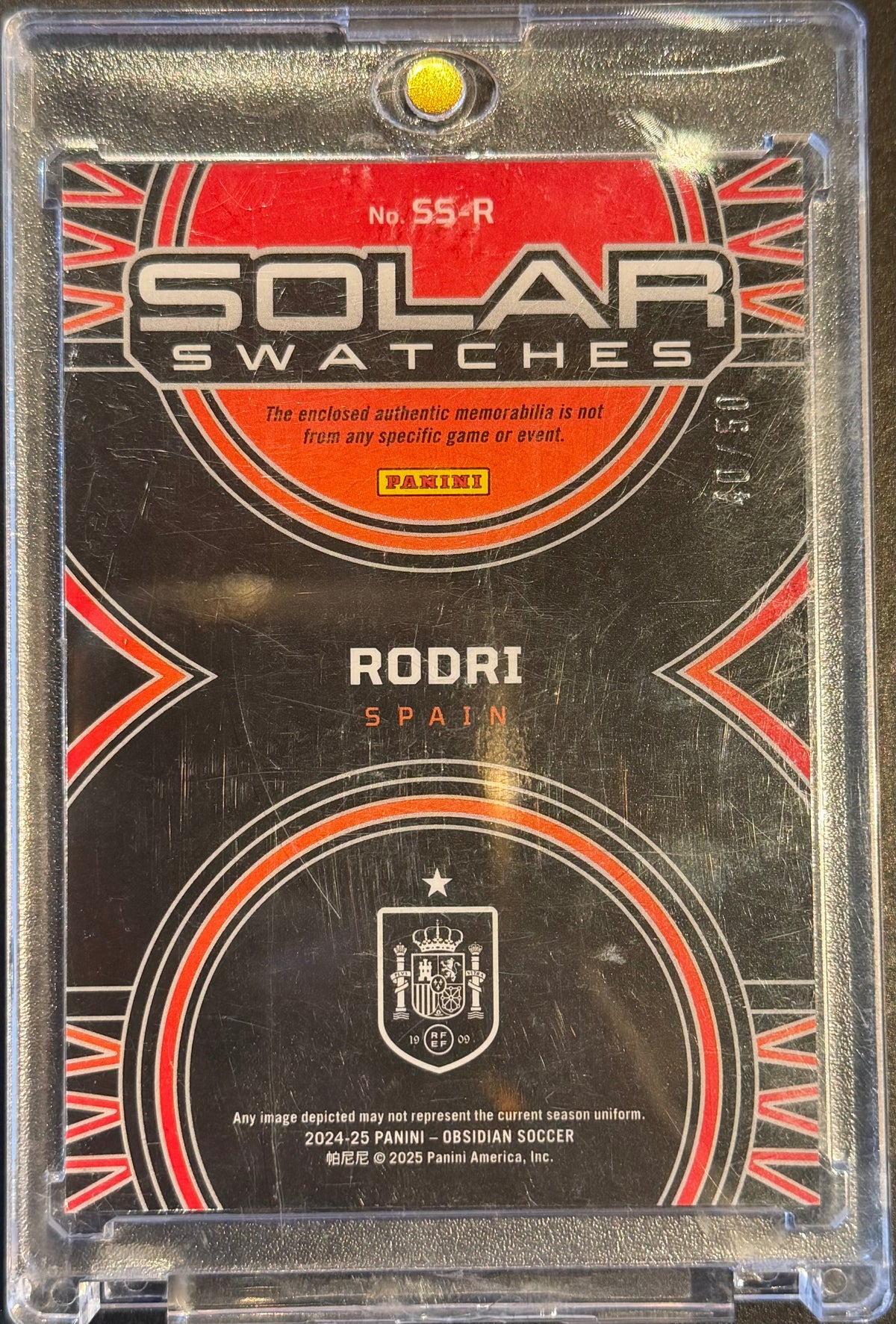2024-25 Panini Obsidian - Solar Swatches Rodri #SS-R /50