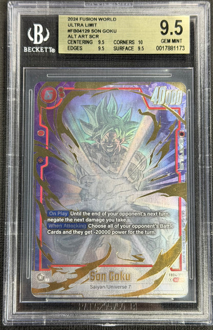 2024 DBS Son Goku FB04-129 Alternate Art Secret Rare SCR* Becket 9.5