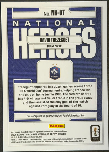 David Trezeguet National Heroes Autograph Panini World Cup 2026