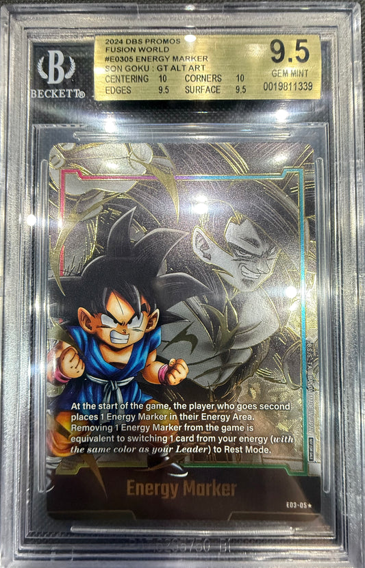 2024 DBS Promos Fusion World E03-05 Energy Marker Son Goku GT ALT ART Beckett 9.5