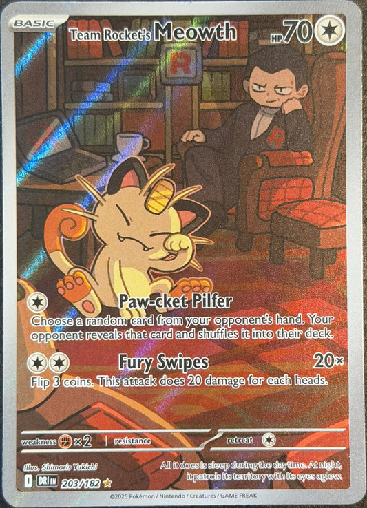 Team Rocket’s Meowth 203/182 Illustration Rare Destined Rivals