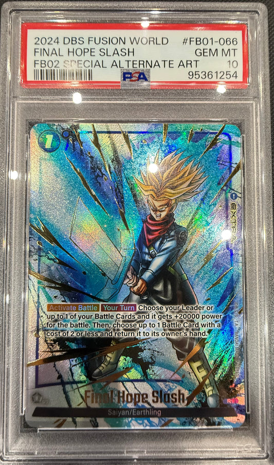 Dragon Ball Fusion World Trunks Final Hope Slash PSA 10 Alternate Art FB01-66