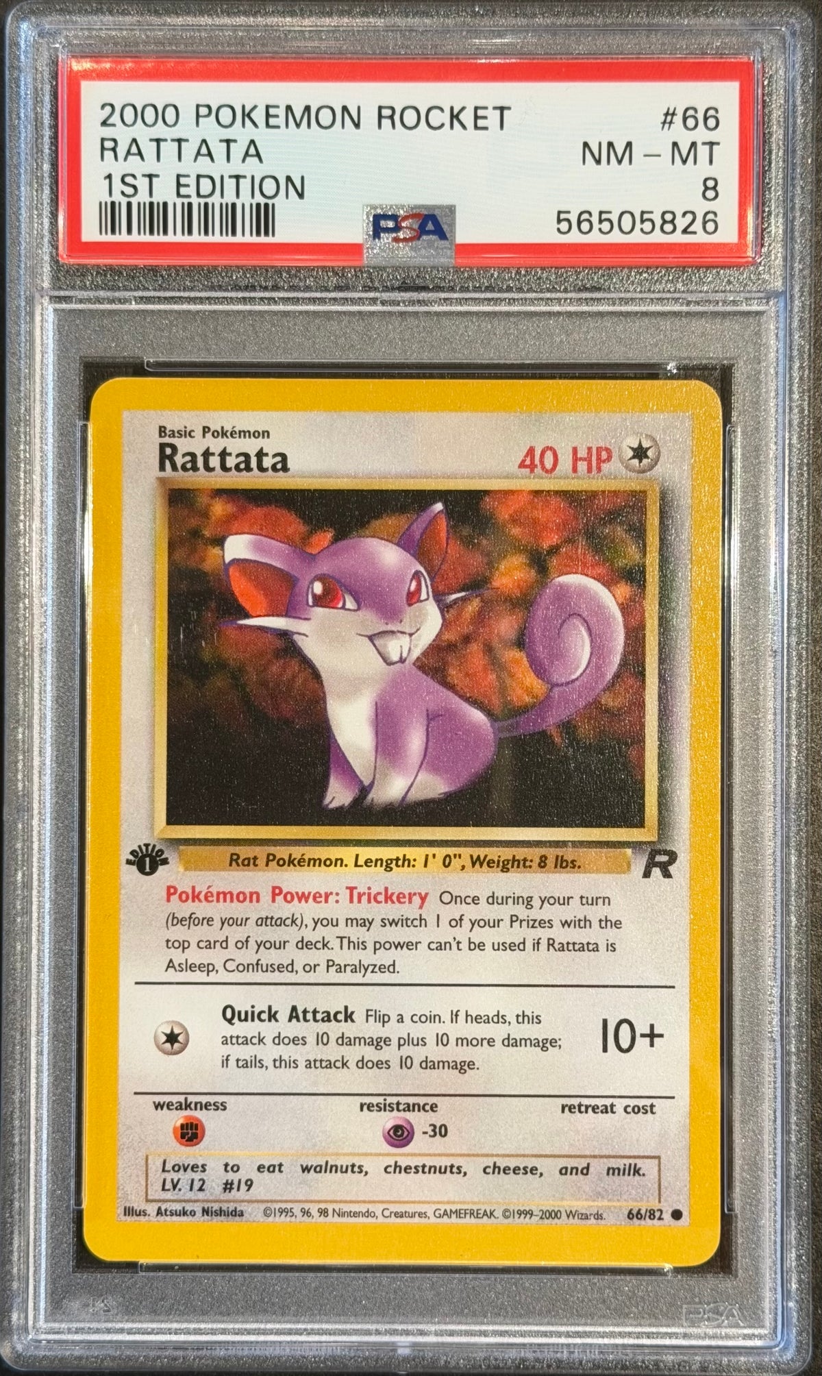 Rattata 66/82 1ST Edition PSA 8 [Rocket]