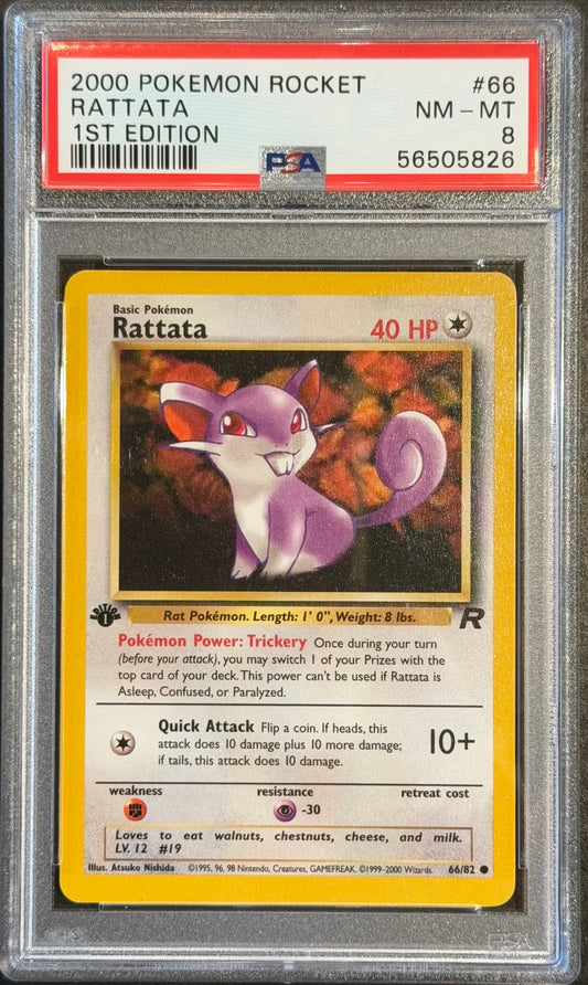 Rattata 66/82 1ST Edition PSA 8 [Rocket]