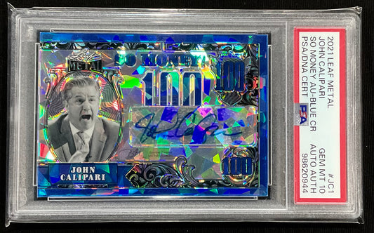 2021 Leaf Metal John Calipari So Money Autograph Card 4/25 (Blue Crystal)