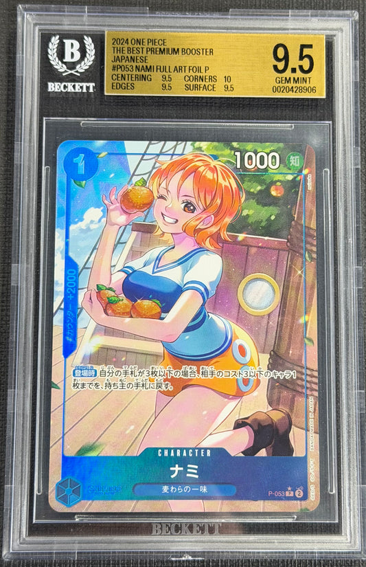 2024 One Piece Nami P-053 Alternate Art P Beckett 9.5 Japanese
