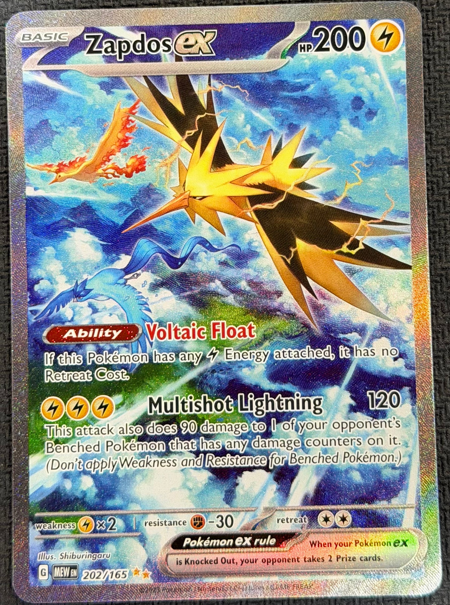 Zapdos Ex 202/165 Special Illustrator Rare SIR 151
