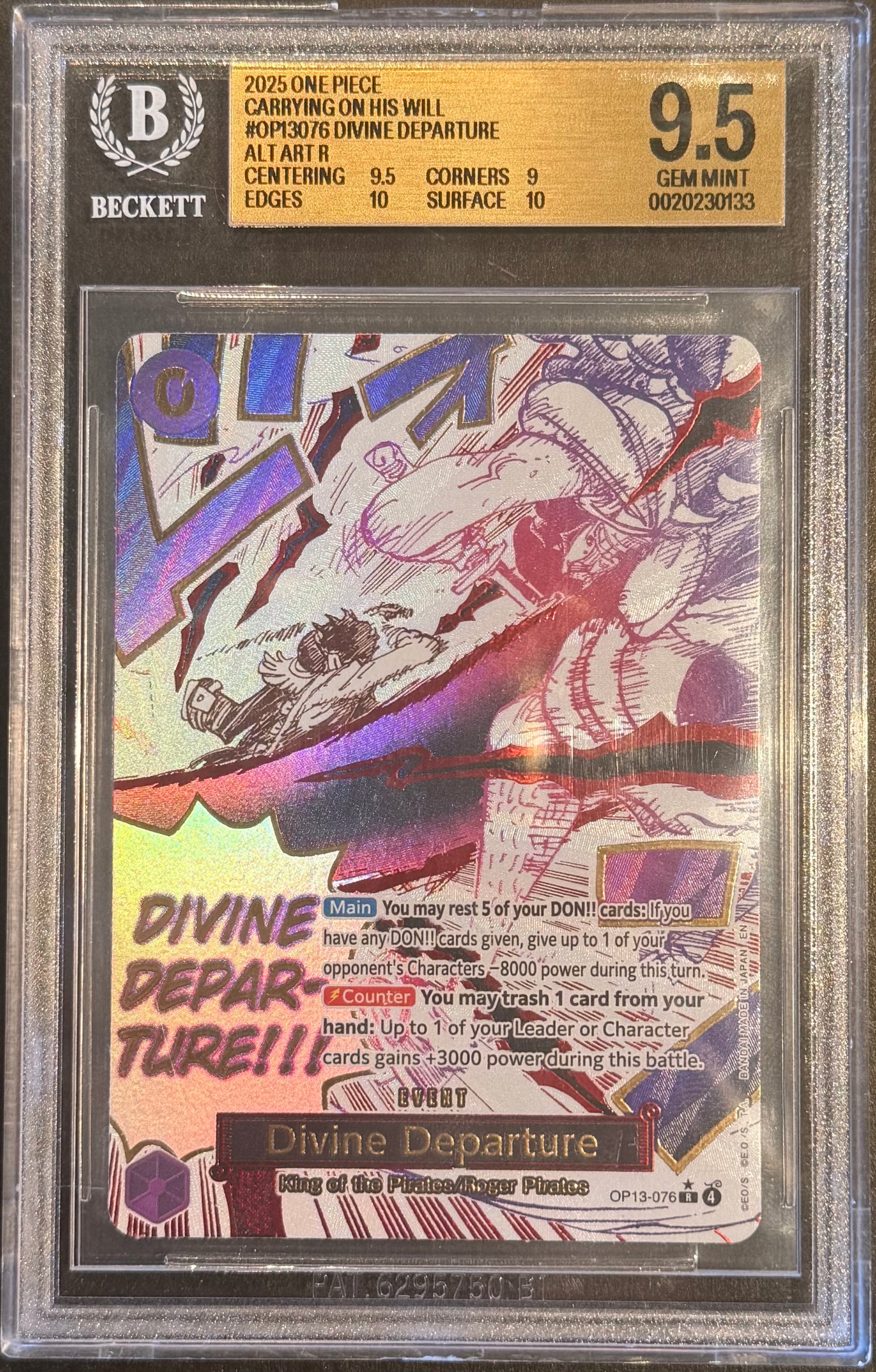 BGS 9.5 2025 One Piece Divine Departure Alt Art OP13-076 Manga event